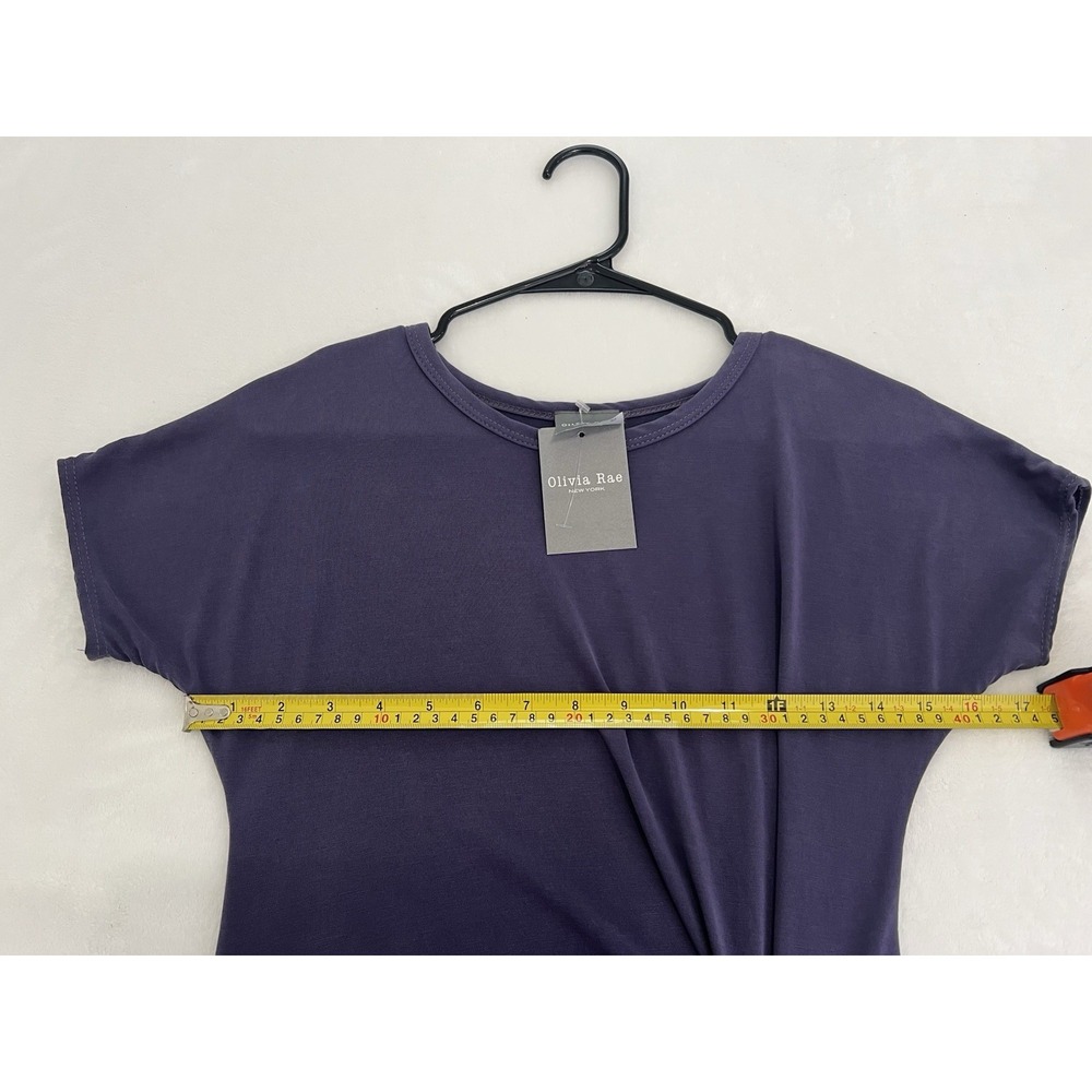 Olivia Rae Purple Short Sleeve Crewneck Knot Waist Soft Fabric Mini Dress Sz‎ XS - Picture 7 of 7